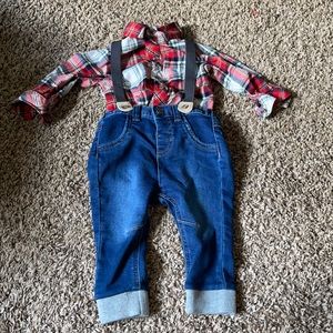 Flannel + Blue Jean w/ Suspenders